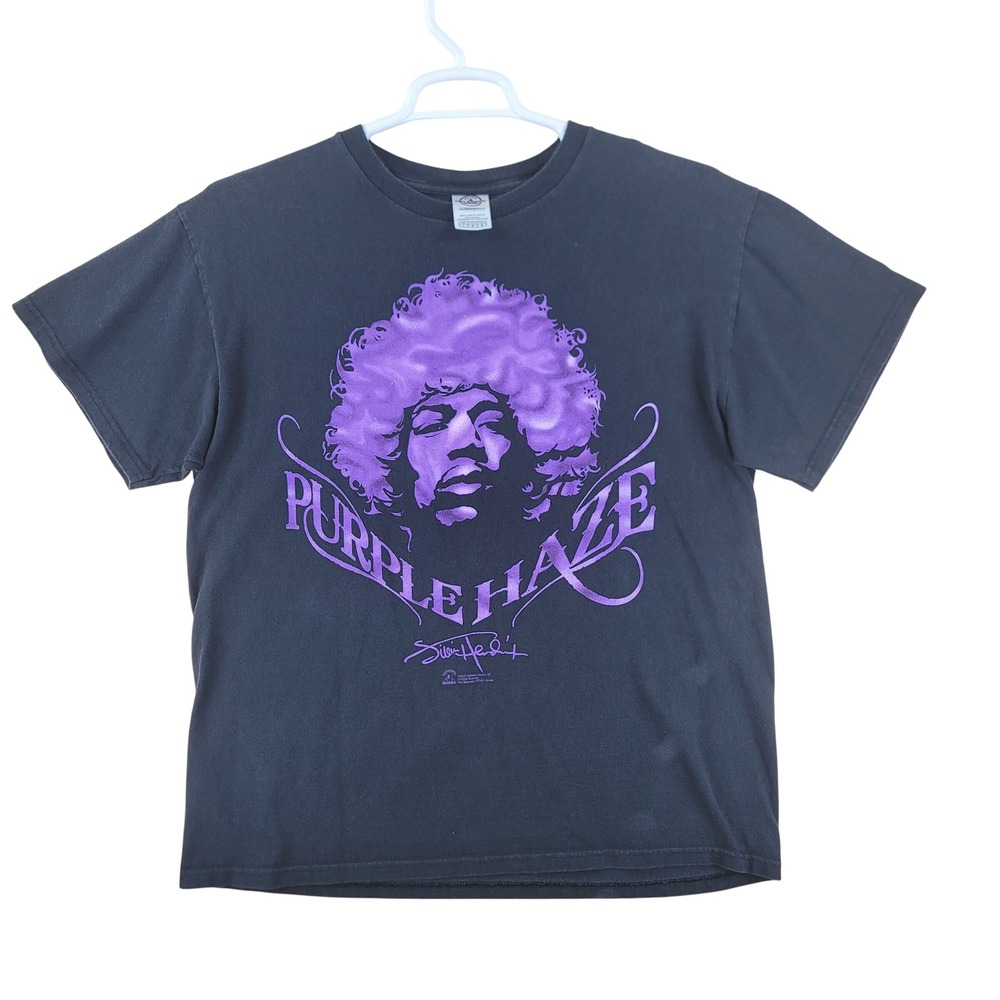 Delta Jimi Hendrix T-Shirt Adult L Black Purple Haze Graphic Music Tee